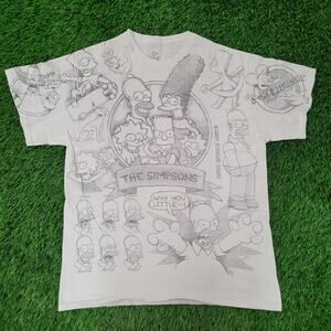 Simpsons AOP Shirt Womens Large 20x26 Matt-Groening Homer Bart